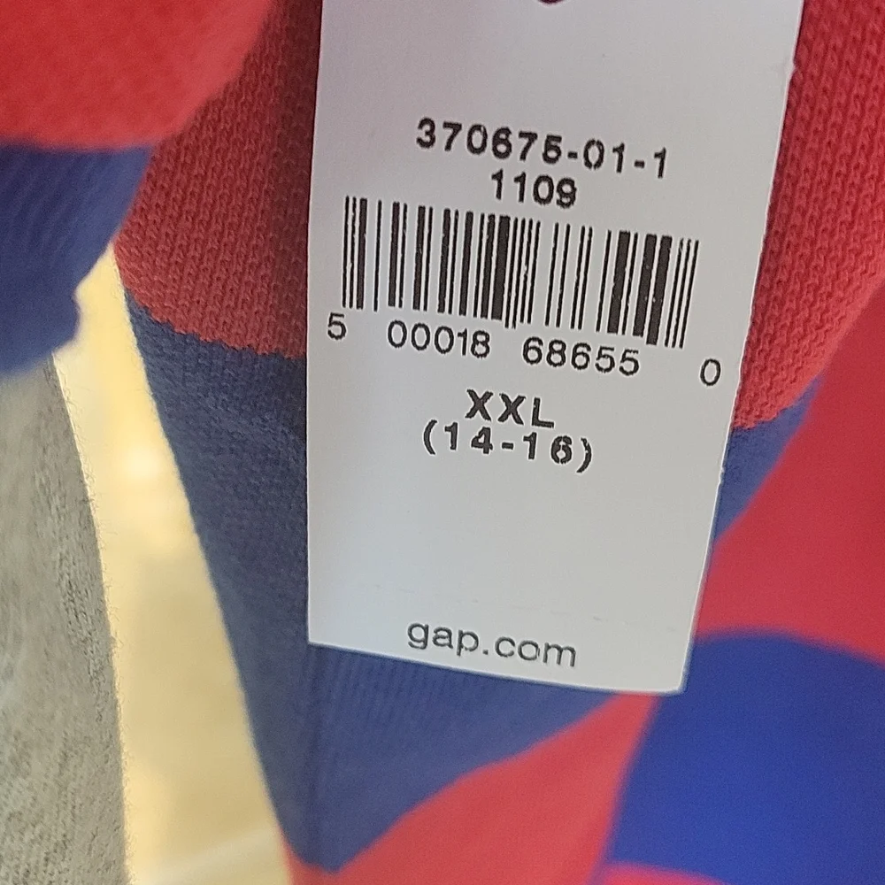 Gap red and royal striped polo with gray sleeves 14